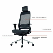 Fauteuil ergonomique de bureau Fairfax Sitek neuf - noir, synchrone blocable, support lombaire réglable, accoudoirs 4D_4