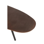 Table de salon MISTE en aluminium marron - plateau goutte et pieds en bois massif_4