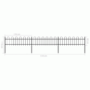 Vidaxl clôture de jardin avec dessus en cerceau acier 5,1 x 0,6 m noir 277640_4