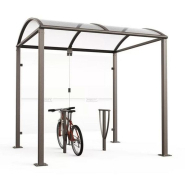 Abri vélo design et robuste avec bardages en verre sécurisé et structure en acier