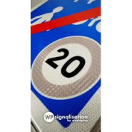 Panneau de prescription B53 - Sortie d'une zone de rencontre avec pictogrammes et limitation de vitesse_4