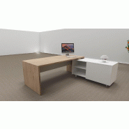 Bureau d'angle T45 avec desserte dos design - Quadrifoglio - 212, Droite, Orme et blanc_4