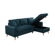 Canapé d'angle réversible convertible ARKO - méridienne avec coffre - bleu canard - 140x190 cm_4