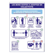 Panneau rigide A4 'Consignes Commerces' h.297 x l.210 mm - Réf : 494012 - Respect distances, CB sans contact, Se protéger, Utiliser gel_4