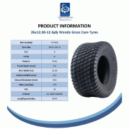 26x12.00-12 Pneus tondeuse 4 plis Turf Grass P332 Journey Road Legal (Lot de 4)_4