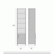 Composition lit escamotable DYNAMO SOFA - accoudoirs chêne - tissu rouge - couchage 90x200 cm - L205 cm_4