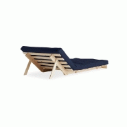 Fauteuil convertible futon ROOTS - pin naturel bleu marine - couchage 90x200 cm - design japonais et scandinave_4