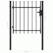 Vidaxl portillon simple porte avec dessus à pointe acier 1x1 m noir 146032_4