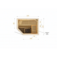 Cabine de sauna d'angle 194x144x199 avec poêle HARVIA VEGA 8KW - Commande déportée_4