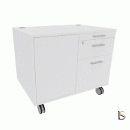 Desserte mobile avec tiroirs et niche de rangement - QUADRIFOGLIO - Blanc pastel_4