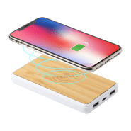 Power bank en bambou - 8000 mAh - 2 ports USB et chargeur USB-C - Couleur naturelle_4