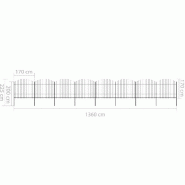 Vidaxl clôture de jardin à dessus en lance acier (1,5-1,75)x13,6m noir 277746_4