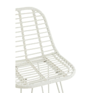 Chaise de bar jardin Rapha - métal blanc avec assise en rotin - style scandinave et art déco_4