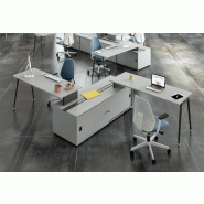 Bureau bench X3 avec rangement - Officity - Anthracite, Gris, 302_4