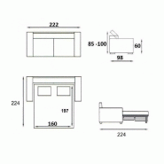 Canapé convertible SUÊDE - ouverture express, matelas 16 cm, sommier à lattes, tissu gris 160 cm_4