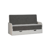 Armoire lit escamotable LOFT SOFA gris béton avec canapé et accoudoirs blancs - Couchage 140x200 cm_4