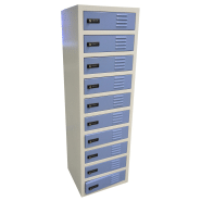 Station de stockage casiers individuels - aralocker 10 - armoire de rechargement - dimensions h*l*p : 1300 * 400 * 450