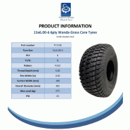 15x6.00-6 Lawnmower Tyres Lawnmower Tubeless P332 K-Reinforced 6-ply (Set of 2)_4