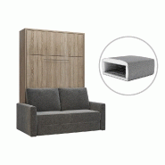 FIDJI SOFA LIT ESCAMOTABLE FAÇADE ÉRABLE CANAPÉ TISSU ORANGE 160*200 CM_4