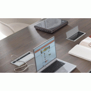 Table de réunion rectangulaire Mito - MDD - Noir, Avec mediaBox, Sycomore foncé_4