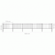 Vidaxl clôture de jardin avec dessus en lance acier 8,5x1 m noir 277615_4
