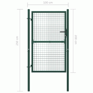 Vidaxl portail de clôture acier 100x200 cm vert 145736_4