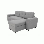 Canapé d'angle réversible convertible LIDO gris clair avec pouf et coffre de rangement_4
