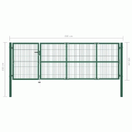 Vidaxl portail de clôture de jardin avec poteaux 350x100 cm acier vert 142569_4