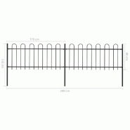 Vidaxl clôture de jardin avec dessus en cerceau acier 3,4 x 0,8 m noir 277648_4