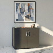 Armoire de bureau avec portes décor bois - MDD - Gris anthracite, Gris anthracite_4