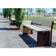 Banc public Gavarres UM311R - acier Corten, lattes en pin traité classe IV, visserie inox_4
