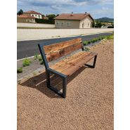 Banc public Miami Wood - Style Art Déco 1910 - Design acier et bois, confortable et durable_4