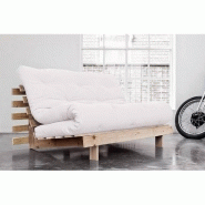 Canapé convertible futon ROOTS - Pin naturel - Coloris naturel - Couchage 140x200 cm - Réglable 3 positions - Marque KARUP_4