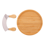 Set coupe d'aromates en bambou - planche ronde et coupe-aromates en acier inoxydable_4