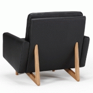 Fauteuil design scandinave EGSMARK - piétement en chêne - revêtement cuir noir - 86x76x76 cm_4