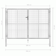 Vidaxl porte de jardin acier galvanisé 306x225 cm argenté 144765_4
