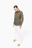 Chemise safari manches longues femme - 100% coton - Réf: K591 - Aspect vieilli et décontracté_4