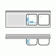 Plonge Inox 2 bacs avec passage lave-vaisselle - P 600 - GGM -_4