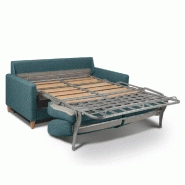 Canapé convertible OGGETTO - Matelas 16 cm - Système express - Sommier à lattes 120 cm - Velours bleu paon - RENATONISI_4