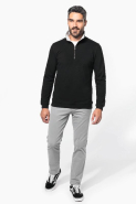 Trucker - Sweat-shirt piqué col zippé homme Kariban - Réf: K206, 80% coton, intérieur col contrasté_4