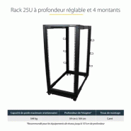 Rack Serveur Mobile 25U 4 Poteaux, Rack Réseau 19