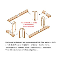 Table Elite Rectangulaire - Réf: ER240 - Piétement et Bancs en Bois - 2.42m x 1.42m x 0,75m - 150kg_4