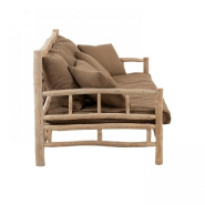 Fauteuil 3 personnes en tek naturel/marron - structure en bois de tek et coussins moelleux_4