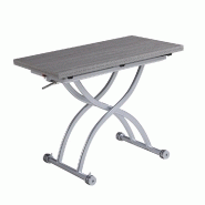 Table basse relevable extensible Hirondelle compacte - mélaminé chêne gris 100 x 57/114 cm avec système élévation à piston_4