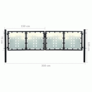 Vidaxl portail simple de clôture noir 300x125 cm 141690_4