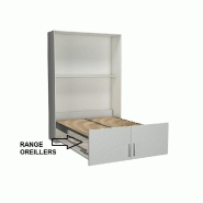 Lit escamotable Lutecia - Blanc mat - Couchage 140 x 190 cm - Colonne bibliothèque intégrée_4