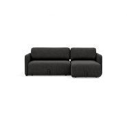Innovation Living - Canapé d'angle méridienne convertible VOGAN - Design contemporain - Tissu Kenya Dark Grey - Lit 120x200 cm avec étagère intégrée_4