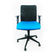 Fauteuil de bureau ergonomique coloré d'occasion - dossier résille noire - mécanisme basculant centré - cambrure lombaire marquée_4