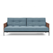 INNOVATION LIVING - Canapé-lit SPLITBACK LAUGE convertible 115x210 cm - Tissu Mixed Dance Light Blue - Accoudoirs noyer_4