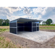 Boxes extérieur avec toit pentu - Écurie extérieure pour chevaux avec toit en appentis ou à pignon_4